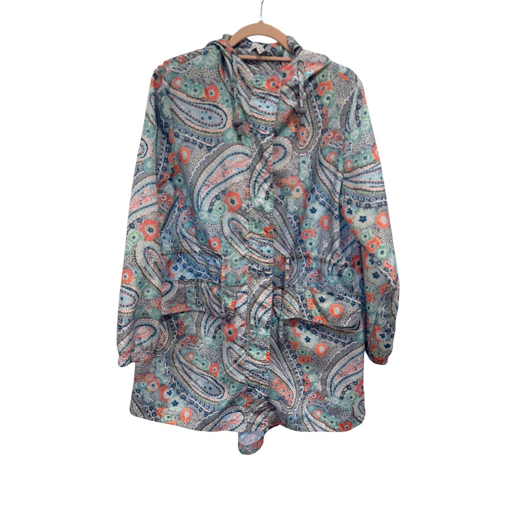 Vera Bradley Womens Paisley Hooded Rain Jacket Windbreaker Multicolor Medium